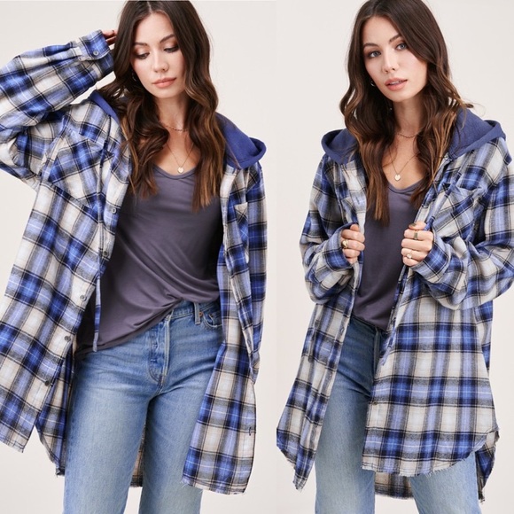 Jackets & Blazers - Oversized Cozy Plaid Flannel Light Shacket